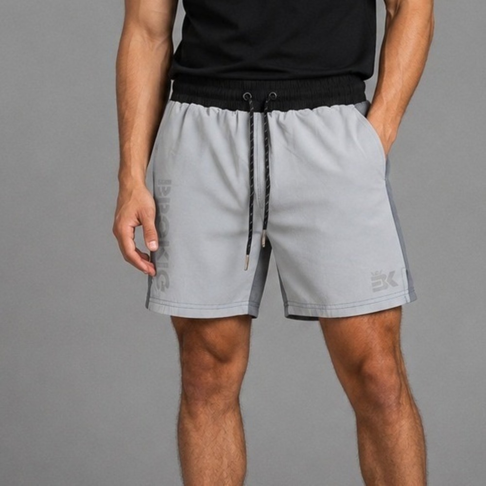 Brokie Mens Athletic Running Shorts Grey Black Colorblock Small